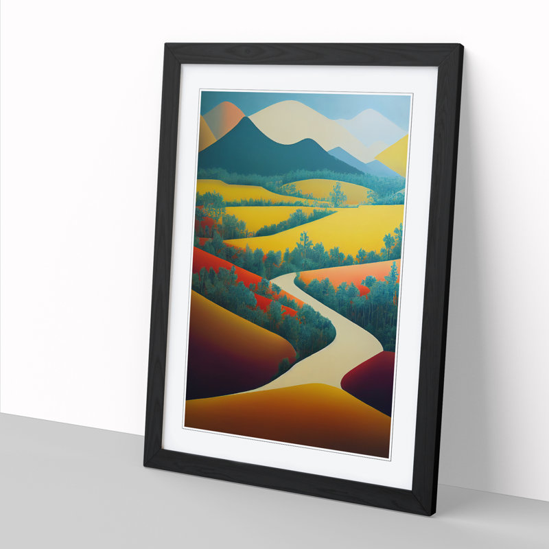 Spring Landscape Vol.3 1 Piece Single Picture Frame Painting, 34cm H x 25cm W x 2cm D, Walnut
