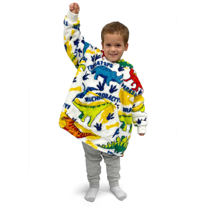 Ingersoll Velosso Kids Snug Oversize Fun Print Hoodie Blanket Thermal Cosy with Pocket