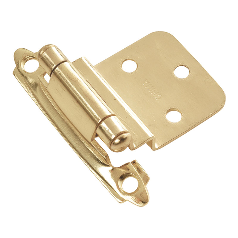 Surface Self-Closing Variable overlay, 3/8 Inch Inset Face Frame Self-Close - Polished Brass - Cabinet Door Hinges (Set of 12)