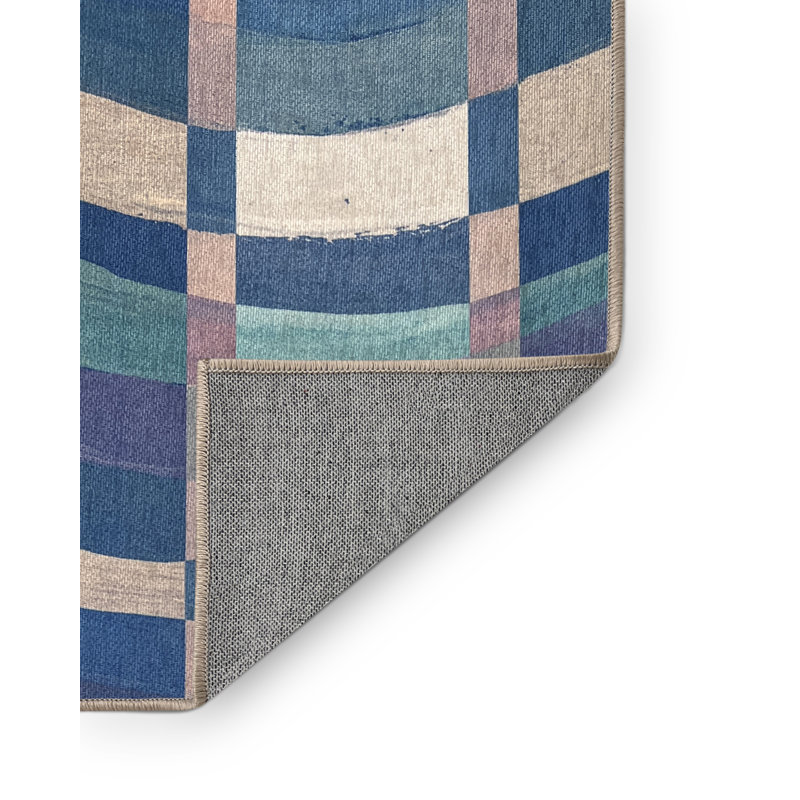 Calman Washable Geometric Indoor Rug, Square 6'
