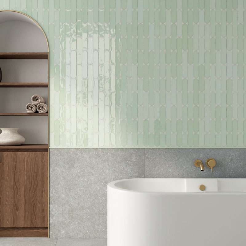 Supreme Tile Metropolitan 1.97 in. X 9.85 in. Polished Ceramic Subway Wall Tile, Verde Geen