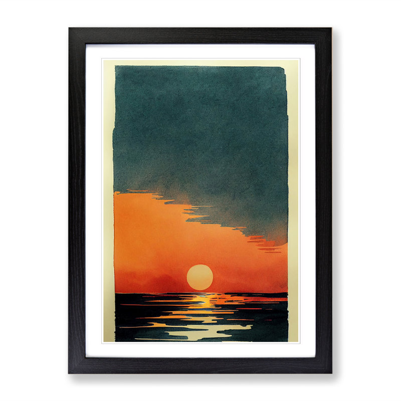 Sunset Ink Wash - Picture Frame Print, 46cm H x 25cm W x 2cm D, Walnut