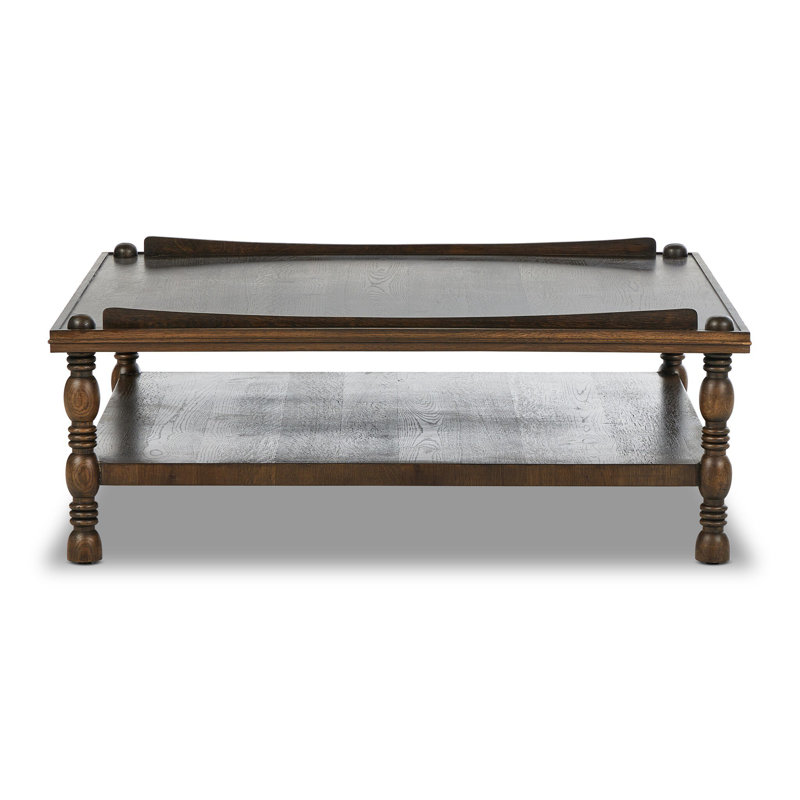 Espresso Brown Solid and MDF Wood Square Coffee Table with Storage