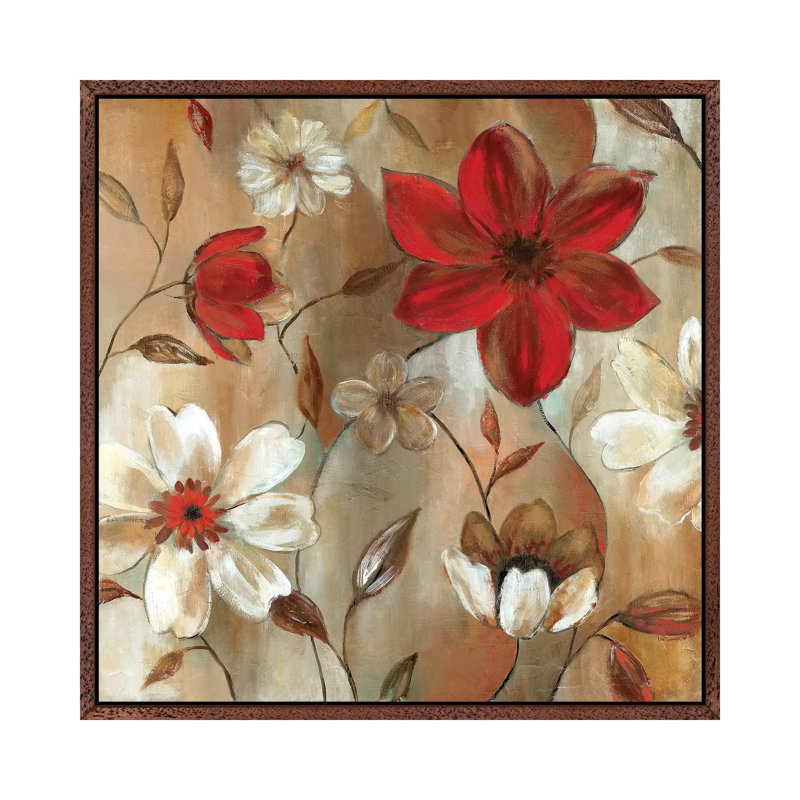 Ready For Red II by Carol Robinson - Painting on Canvas, 45.72 cm H x 45.72 cm W, Classic Brown Wood Framed