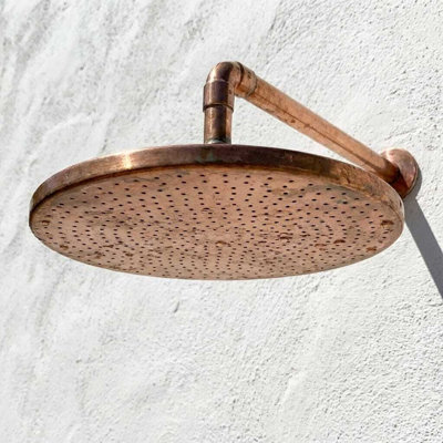 Pomme de douche extérieure en cuivre massif faite à la main 8 pouces