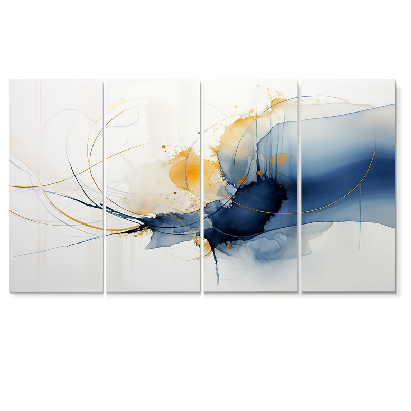 Crismatt - ensemble de 4 décorations murales à encre liquide, H 28 po x l 48 po
