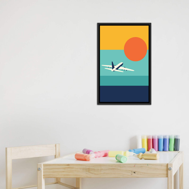 «Fly Away» par Andy Westface - impression d'art graphique, Pas de tapis, Toile avec cadre noir patiné