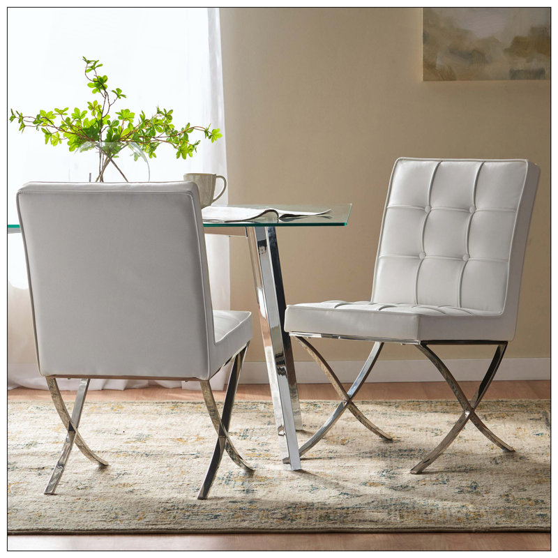 Ensemble de deux chaises de salle à manger pour la maison, la salle à manger et la cuisine, Blanc