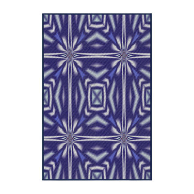 Tapis bleu/ivoire tissé à la machine