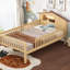 Lit plateforme en bois avec tête de lit en forme de maison, DEL et rangement intégré, cadre de lit-1779354346-1779354347