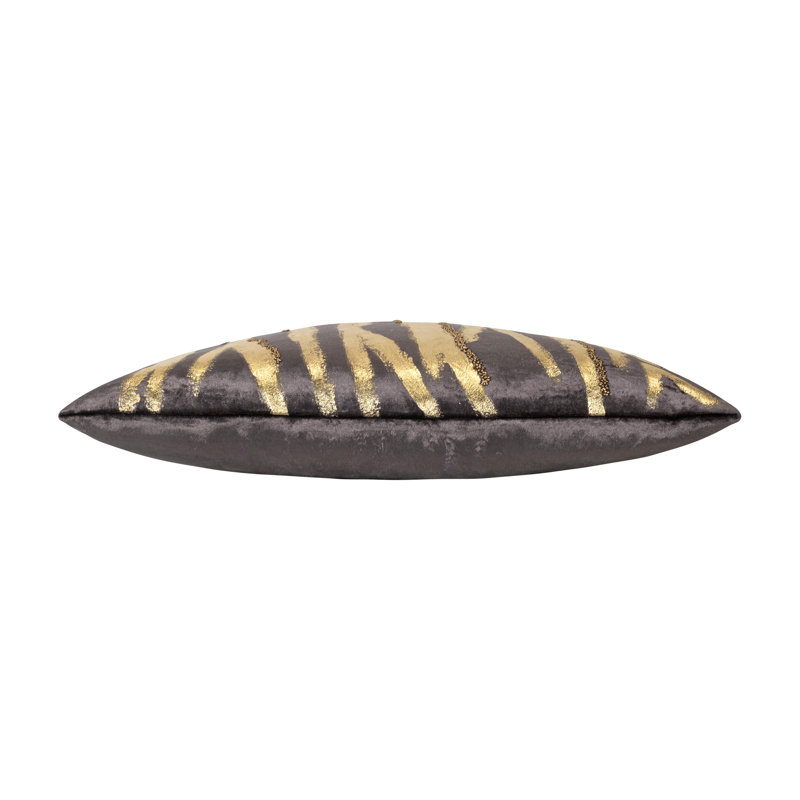 Adele Down Throw Pillow, Charcoal/Gold