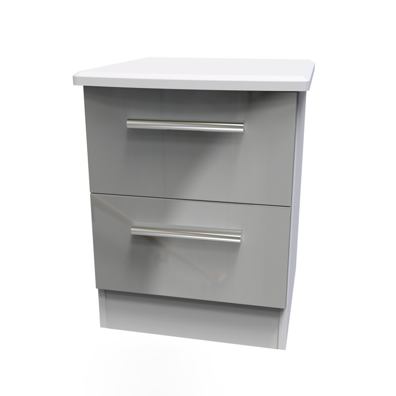 Fully Assembled Yantarni 2 DrawerÂ Bedside Table, Grey