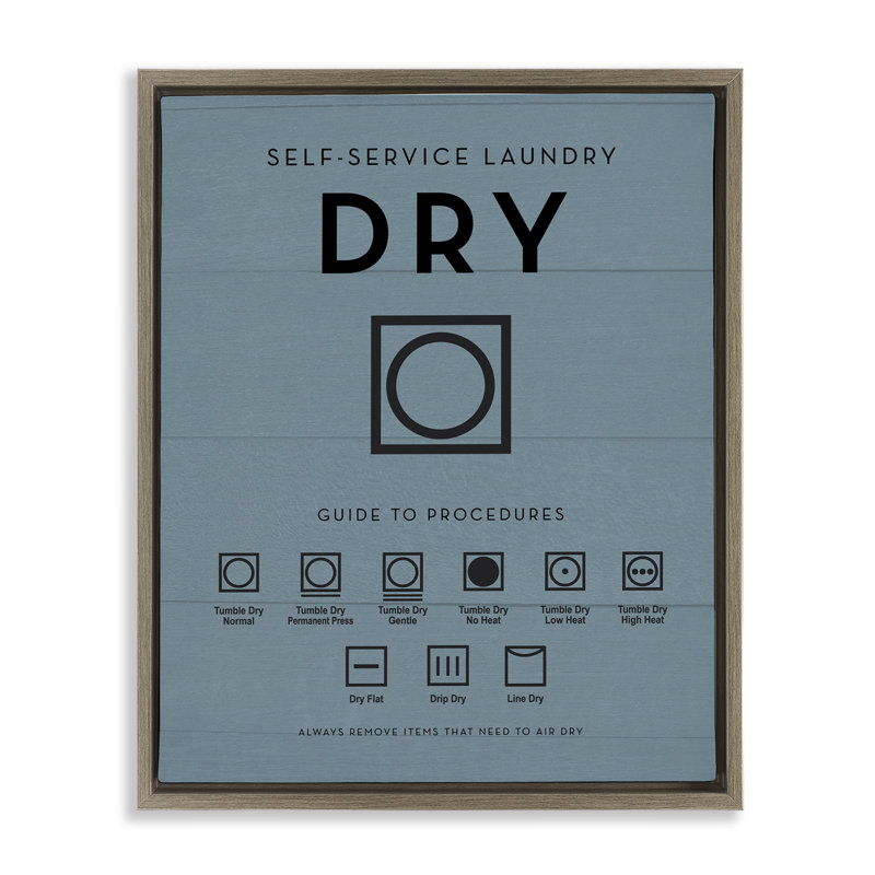 Laundry Dryer Symbols  Framed Floater Canvas Wall Art, design by Lettered and Lined, Montalcino Elm Floater Frame