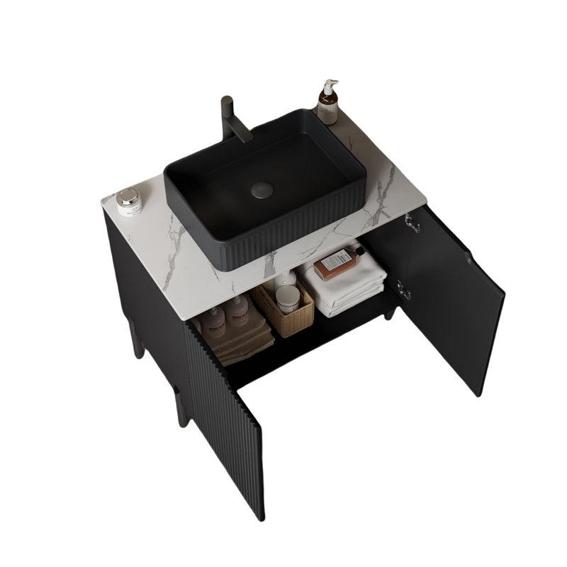 Meuble-lavabo autoportant pour salle de bain avec lavabo