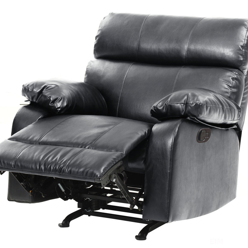 Furniture Manny G533-RC Rocker Recliner, Black Faux Leather