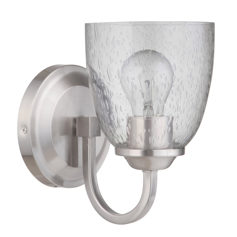Appliquee à bras 1 lumière à intensité réglable Nickole, Nickel poli brossé, Martelée transparente