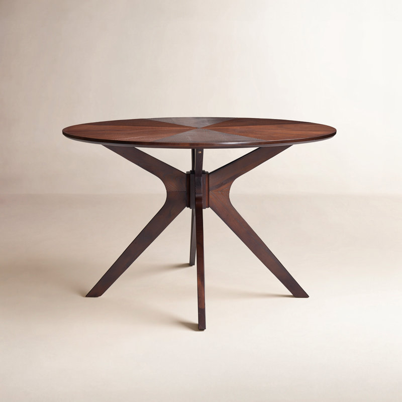 Bergmans Round Solid Wood Dining Table, Dark Walnut Top/Dark Walnut Base