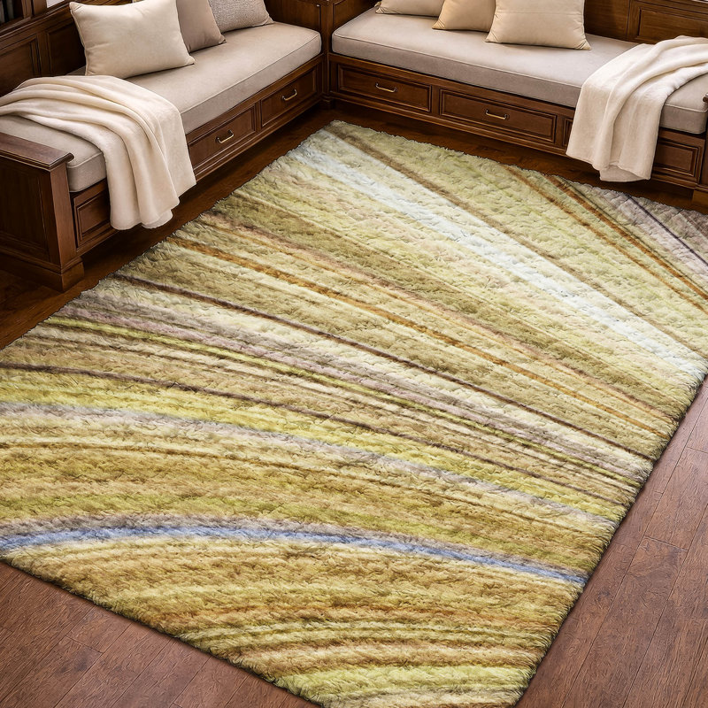 Tapis à poils longs lavable à la machine de qualité supérieure ADS585, Beige, 9' x 12'