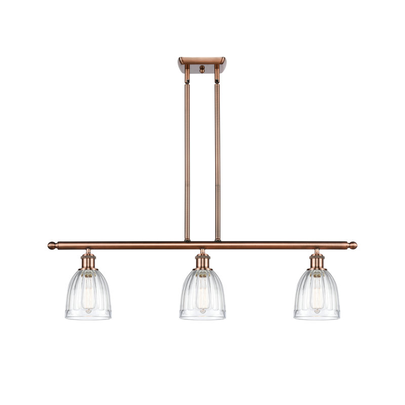 Dunder 3 - Light Kitchen Island Pendant, Antique Copper, 6 Watt Vinage LED Bulb