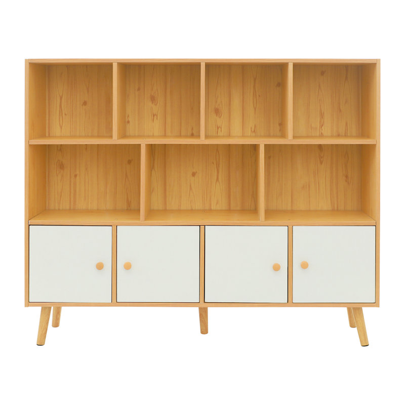 Bibliothèque de rangement, bibliothèque ouverte avec pieds en bois massif, bibliothèque ouverte debout avec 11 compartiments
