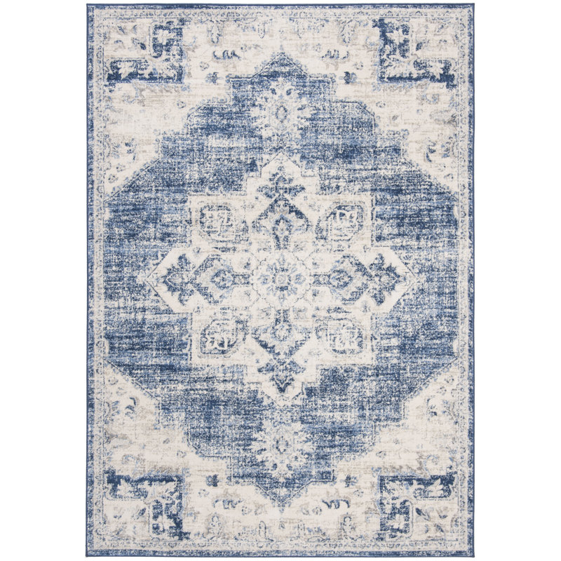 Tapis oriental bleu marine Aurelle, Rectangle 10 pi x 13 pi