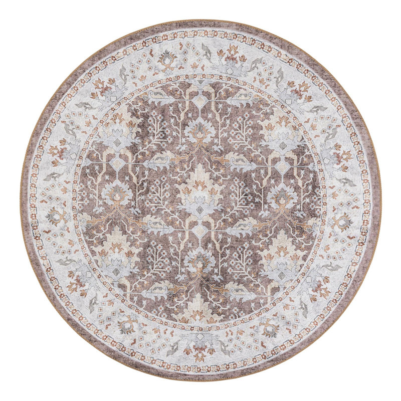 Makensley Performance Chenille Floral Indoor Rug, Round 5'1" x 5'1"