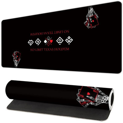 Tapis de table Texas Hold'em, tapis de jeu en caoutchouc lisse - avec surface antidérapante de haute qualité, motif de crâne à la main, lavable à la machine et durable, parfait pour les joueurs et le bureau à domicile - 11,81 po x 27,56 po