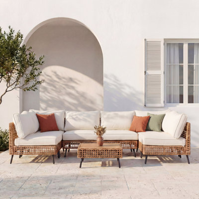 All-Weather Wicker 6 - Person Modular Patio Conversation Sets with Cushions by Bay Isle Home