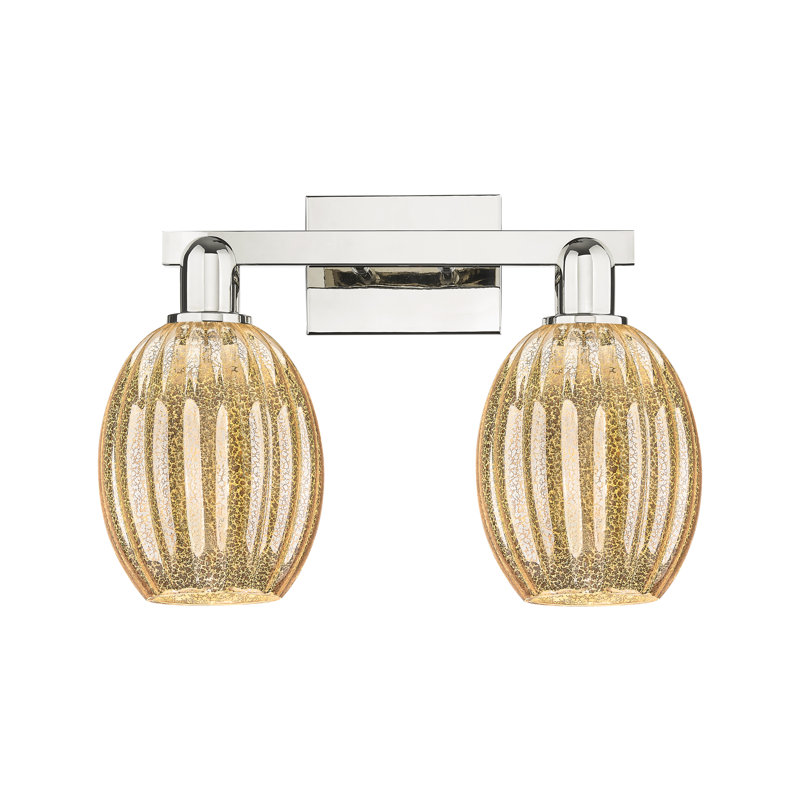 Eldon - Luminaire de salle de bain à abat-jour cloche 16 po 2 lumières, Nickel poli, Mercure
