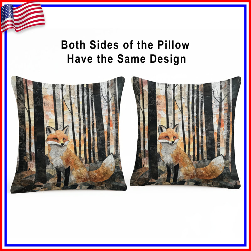 Coussins décoratifs Fox In Forest Collage, 26 po x 26 po