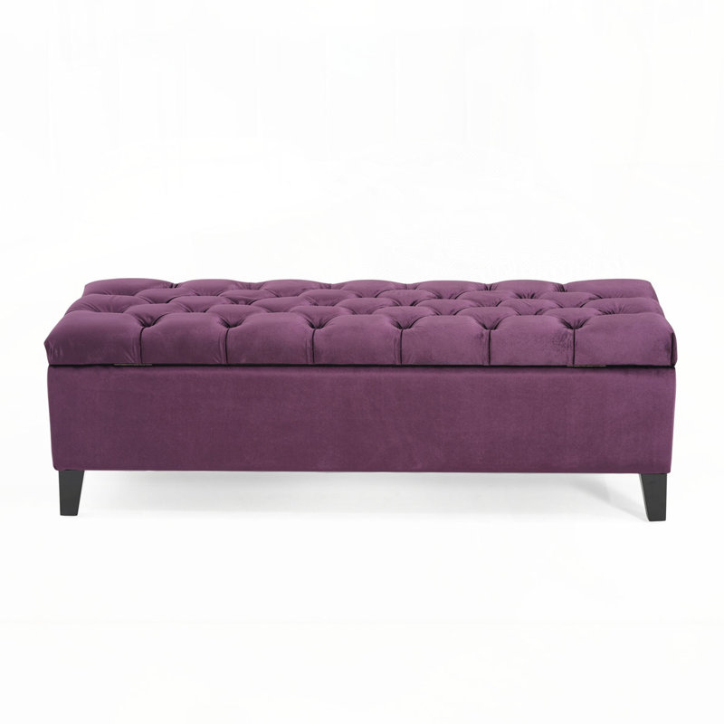 Amalfi Upholstered Storage Bench, Purple Velvet, 17" H x 51" W x 17.5" D