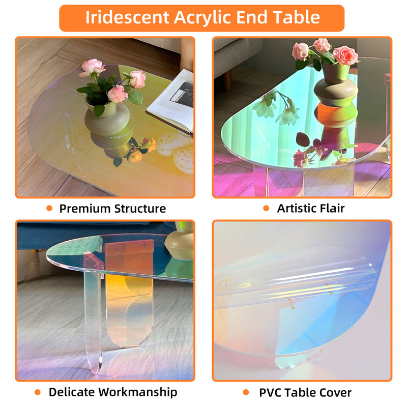 Juleon Acrylic Coffee Table, 14.2" H x 37.4" L x 19.7" W, Iridescent