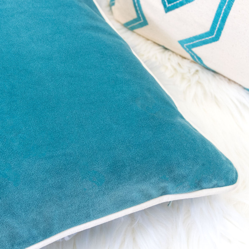 Velvet Reversible Throw Pillow, Turquoise