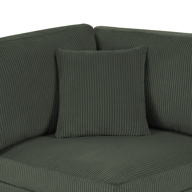 2 Seater Corduroy Corner Sofa , Green Corduroy