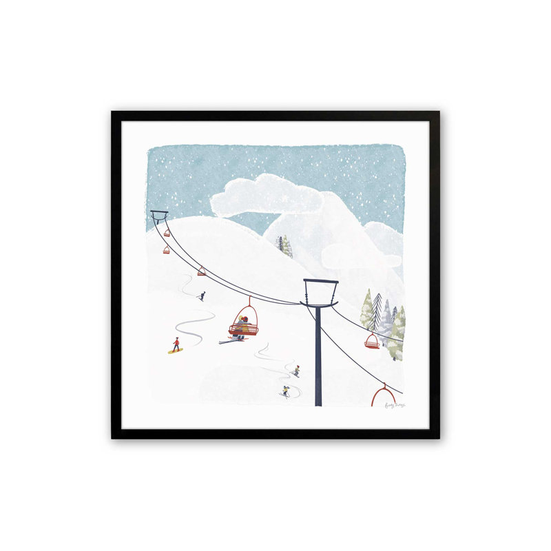 Imprimé hivernal d'hiver, H 13,5 po x l 13,5 po, Satin Black Single Picture Framed, Solid Wood