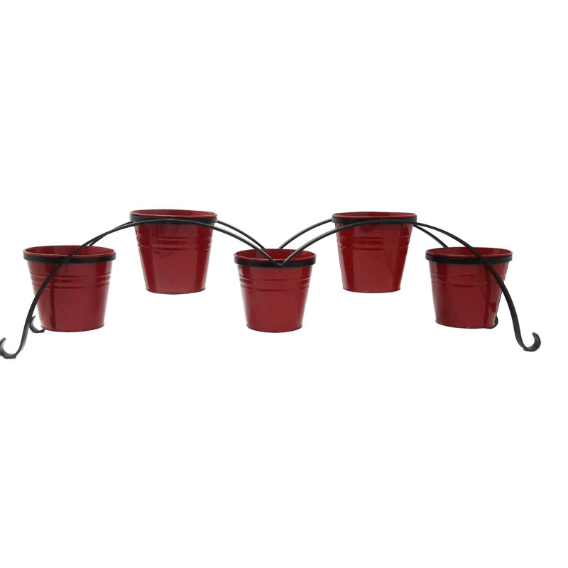 Brock Metal Pot Planter, 6, 11.5"H x 44" W x 9" D, Red
