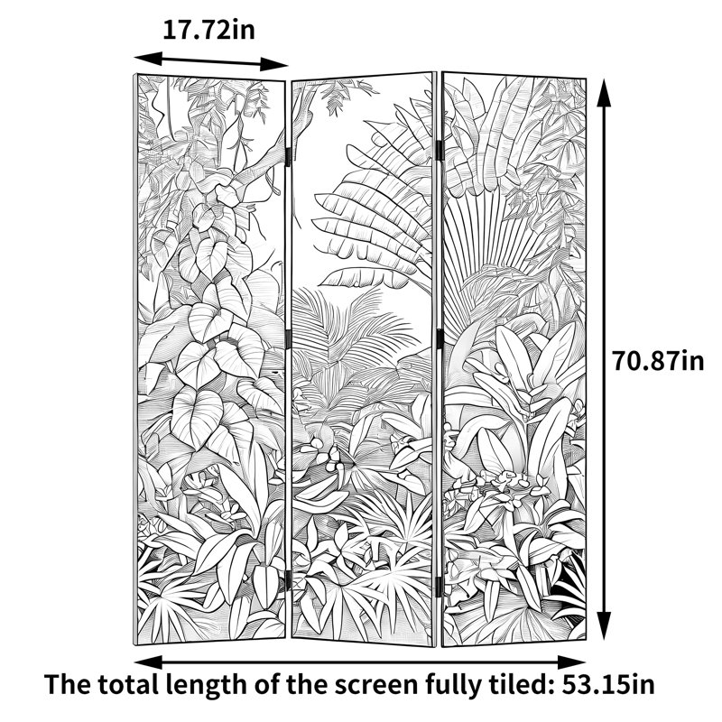 Tropical Jungle Divider, 70.87" H x 53.15" W x 1.57" D