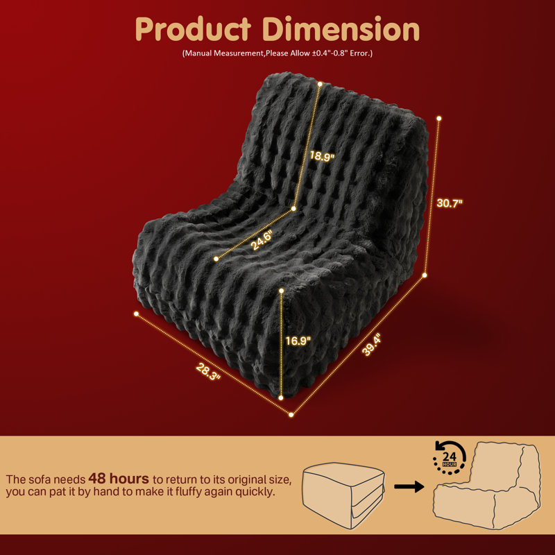 Fauteuil à billes sans accoudoirs rembourré de mousse Hogle , Gris foncé