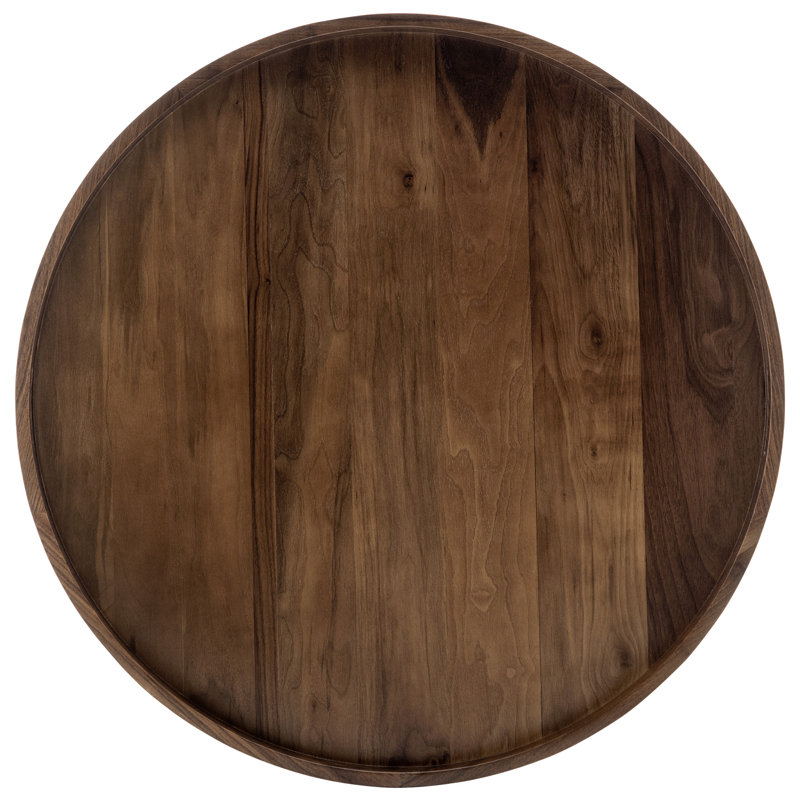 Arooj Round Solid Walnut Serving Tray, 2.4" H x 30" W x 30" D