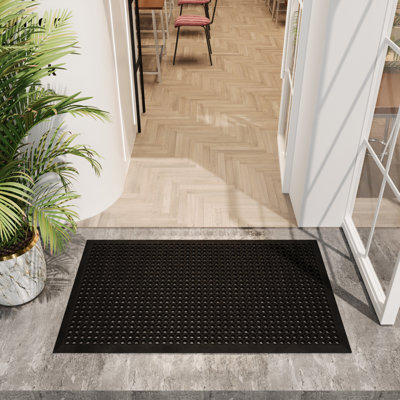 Tapis de cuisine en caoutchouc robuste - Tapis de sol commercial anti-fatigue avec trous de drainage, tapis antidérapant et résistant à l'eau pour restaurant, bar, garage, vestibule - intérieur / extérieur