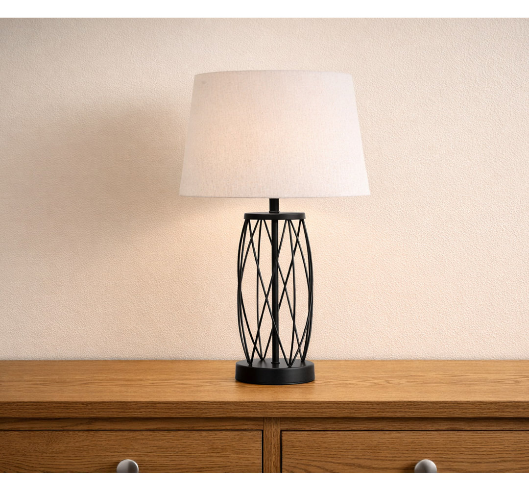 Alexarae 50cm Black Frame Style Table Lamp with Linen Shade