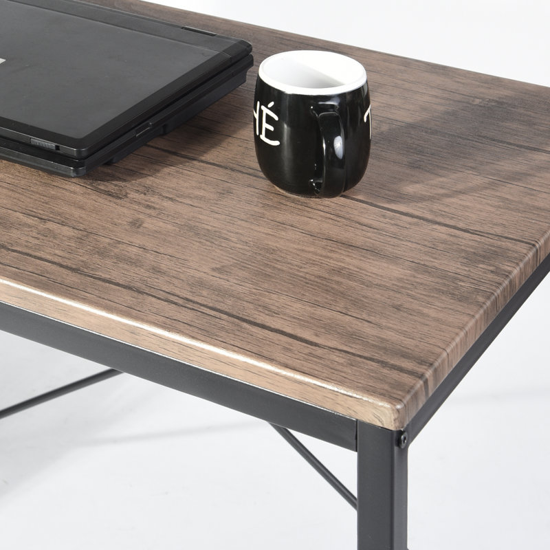 Charleena Metal Base Computer Desk, Old Wood/Black