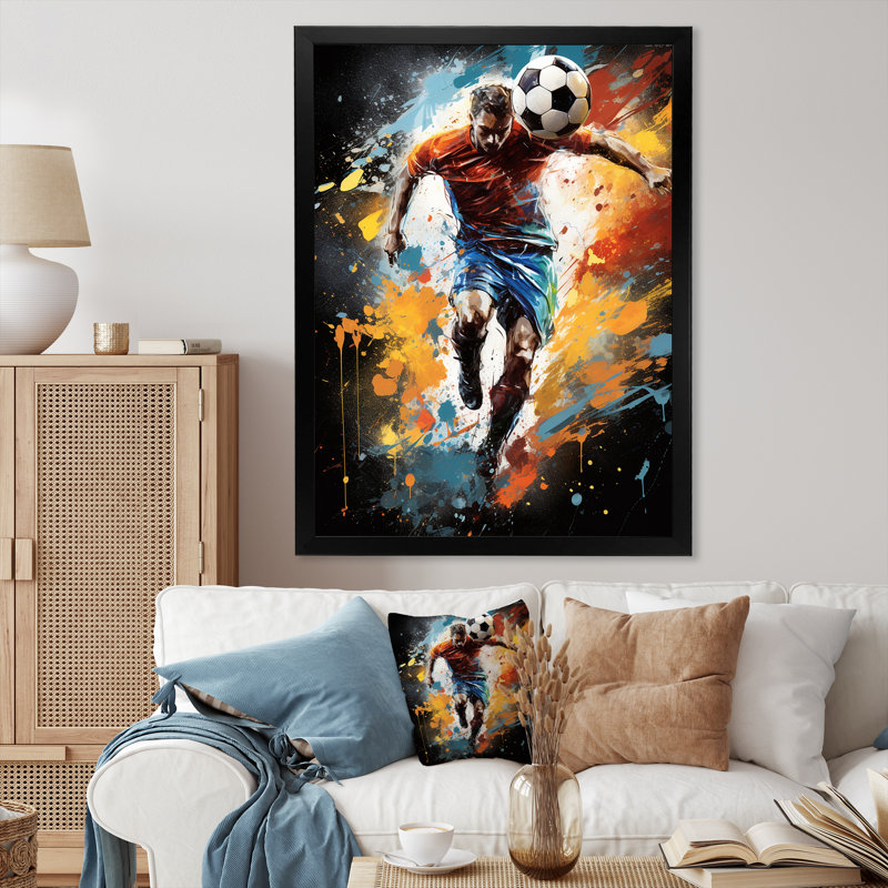 «Urmia Abstract Soccer Portrait Fusion», impressions sur toile, H 44 po x l 34 po x P 1,5 po, Cadre photo noir