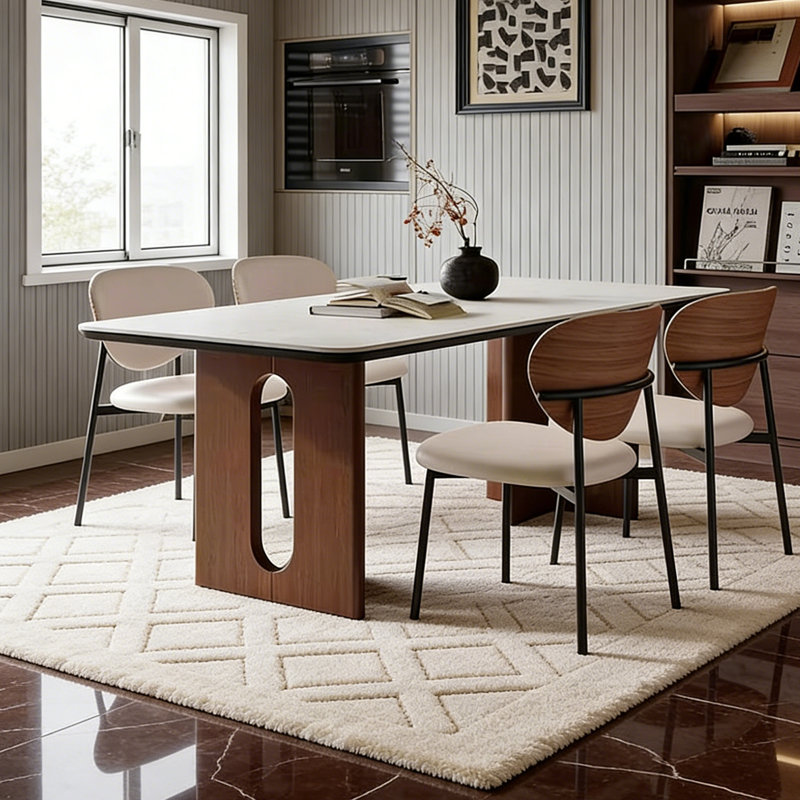 Table de salle à manger rectangulaire de style simple, 5 pièces: table, 4 chaises, H 29,53 po x l 55,12 po x P 31,5 po