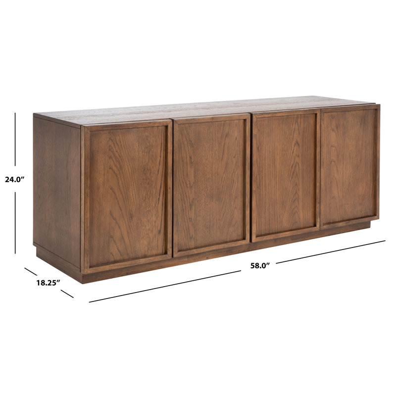 Bronwyn 4 Door Wood Media Stand, Medium Oak