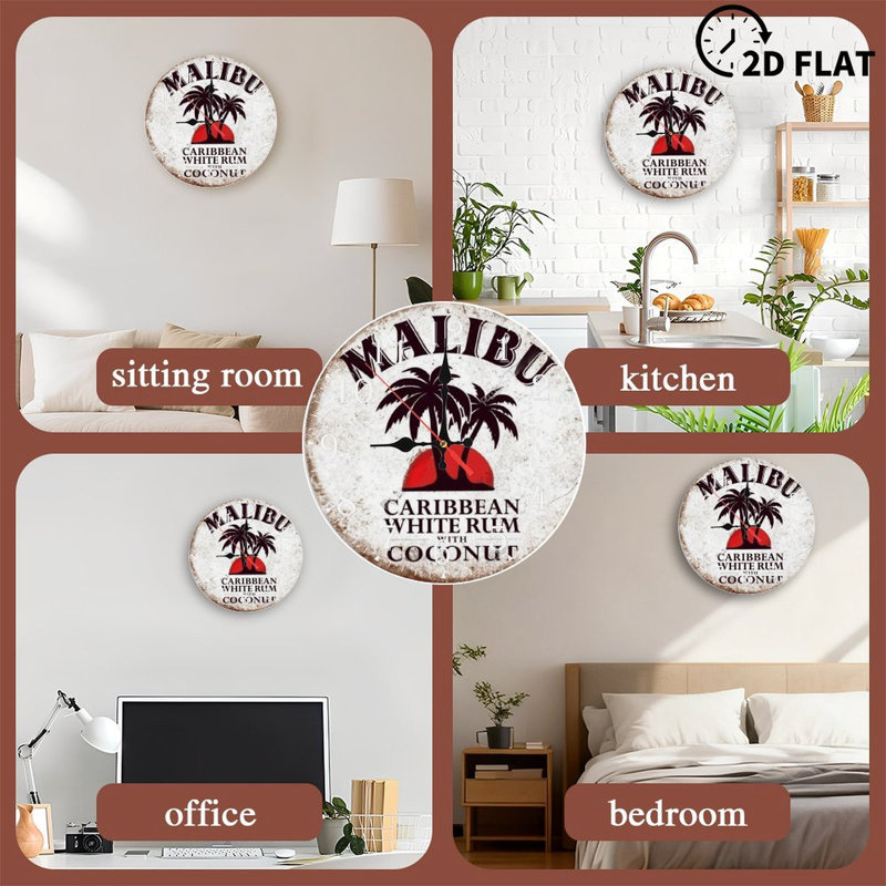 Horloge murale en bois 10 po, mouvement silencieux, à piles (piles AA non incluses), décor artistique, parfait pour les décorations