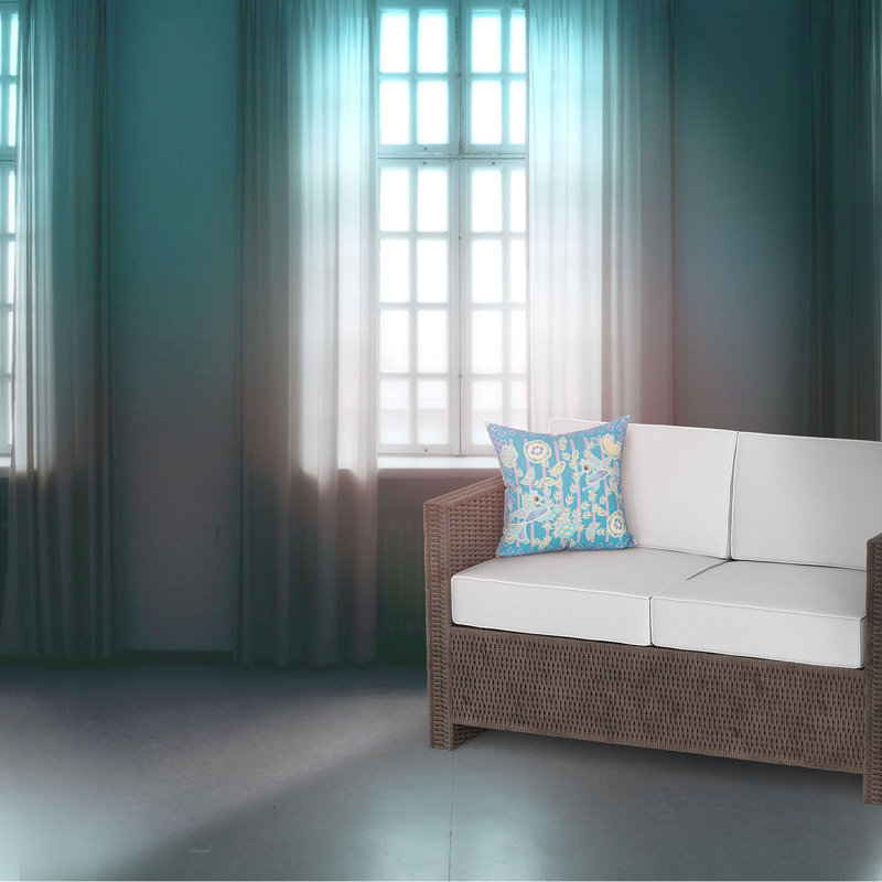  Housse et insert de coussin carré Pond Peacock, Bleu / or / vert, 18 po x 18 po