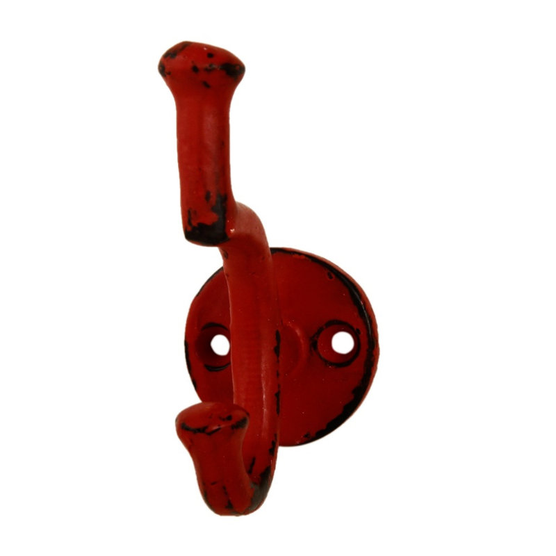 Hollifield Iron Wall Wall Hook, Distressed Red