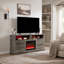 Meuble télé moderne avec foyer électrique intégré et rangement pour le salon.