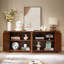 Meuble télé avec armoire à rayures verticales pour la cuisine, la chambre à coucher et le vestibule. Noyer